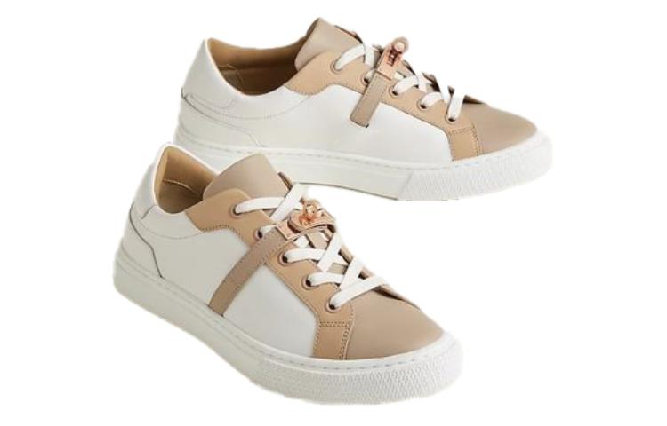Purchase (Women) HERMES Leather Low-Top Lace-Up 'White and Tan' H212257Z-91