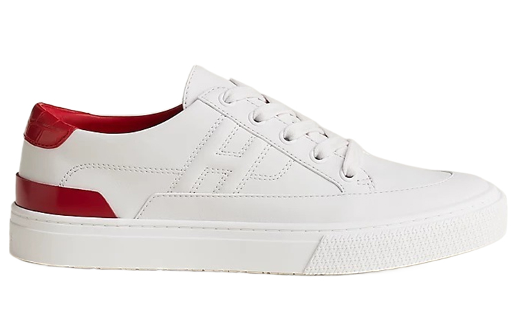 Order (W) HERMES Kasut Sneakers Kulit Low-Top 'Putih Merah' H222280Z-96