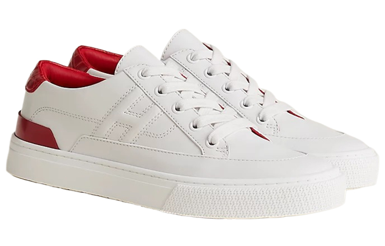 Lookbook (W) HERMES Kasut Sneakers Kulit Low-Top 'Putih Merah' H222280Z-96