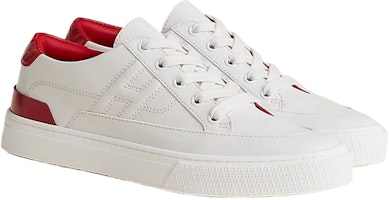 HERMES愛馬仕 皮革 圓頭繫帶 低筒 帆布鞋 女款 白紅色 Lookbook HERMES愛馬仕 皮革 圓頭繫帶 低筒 帆布鞋 女款 白紅色