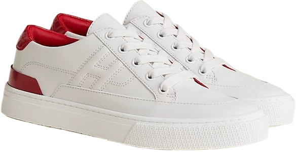 HERMES愛馬仕 皮革 圓頭繫帶 低筒 帆布鞋 女款 白紅色 Lookbook HERMES愛馬仕 皮革 圓頭繫帶 低筒 帆布鞋 女款 白紅色