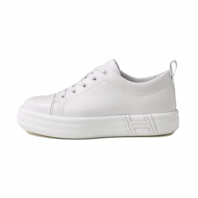 (W) HERMES Leather Low Top 'White Lace-Up'