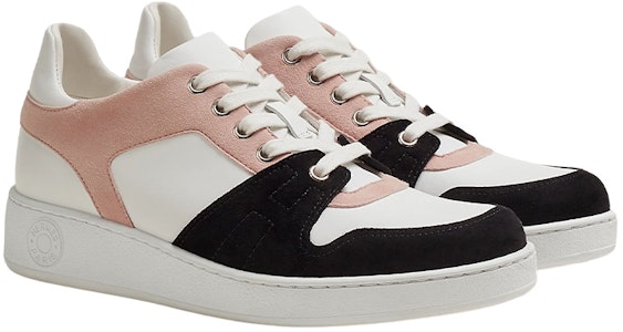 (W) HERMES Zapatillas de Cuero Bajas 'Blanco Rosa Negro' H222166Z-R0 Lookbook (W) HERMES Zapatillas de Cuero Bajas 'Blanco Rosa Negro' H222166Z-R0