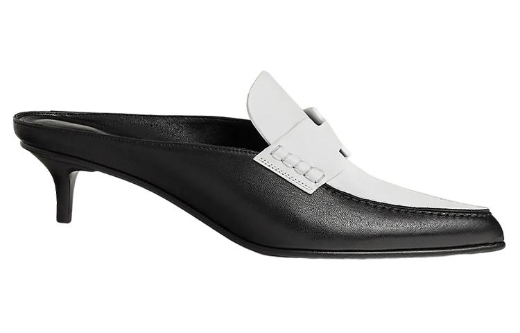 Order (W) Mule de Cuero HERMES 'Negro y Blanco' H231166Z-03