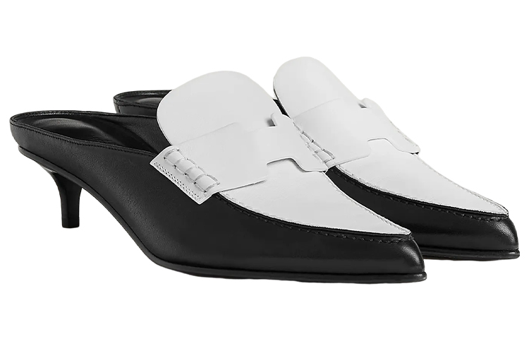 Lookbook (W) Mule de Cuero HERMES 'Negro y Blanco' H231166Z-03