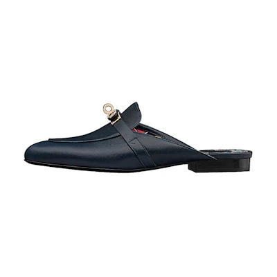 (W) HERMES Leather Mule 'Indigo'