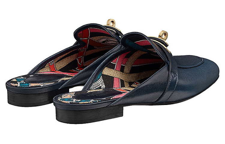 Purchase (Women) HERMES Leather Mule 'Indigo' H211160Z-H8