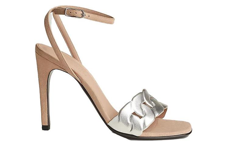 Order (W) HERMES Leren Open-Teen Hoge Hak Sandalen ''Grijs'' H231129Z-59360