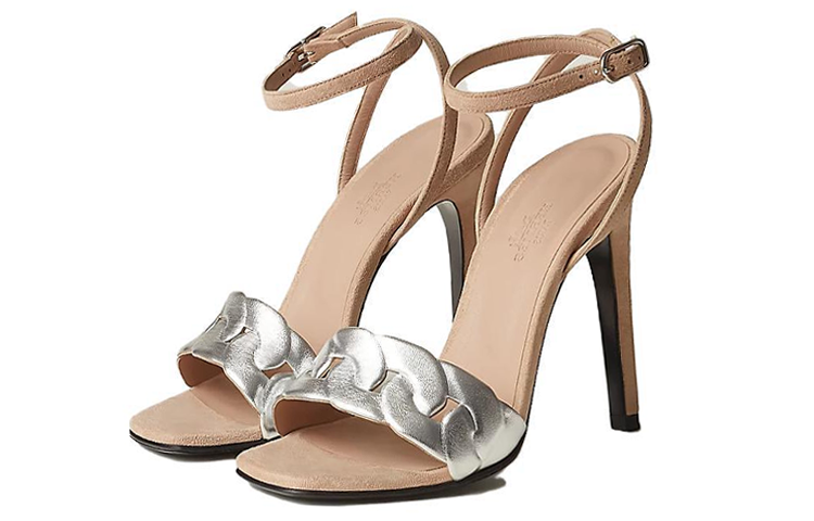 Lookbook (W) HERMES Leren Open-Teen Hoge Hak Sandalen ''Grijs'' H231129Z-59360