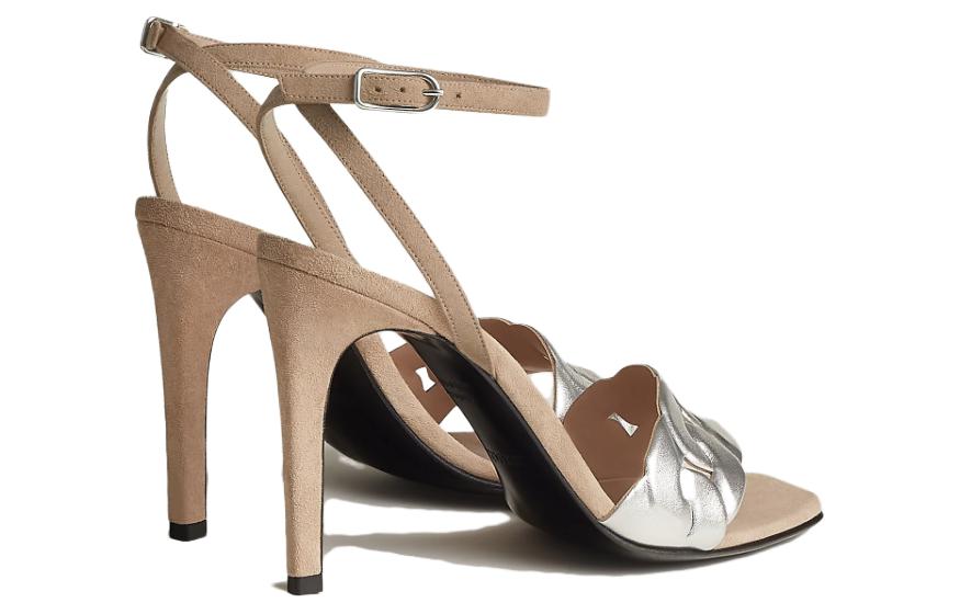 Purchase (W) HERMES Leren Open-Teen Hoge Hak Sandalen ''Grijs'' H231129Z-59360