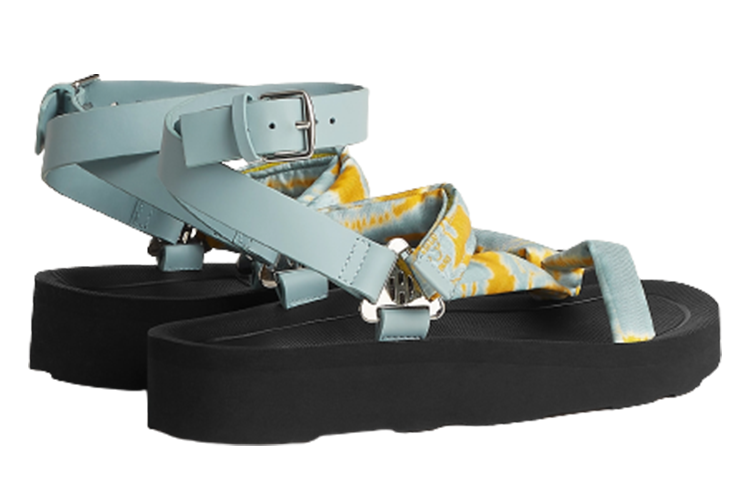 Purchase (W) HERMES Leren Open Teen Enkelband Sandalen ''Blauw Zwart'' H231163Z-6A