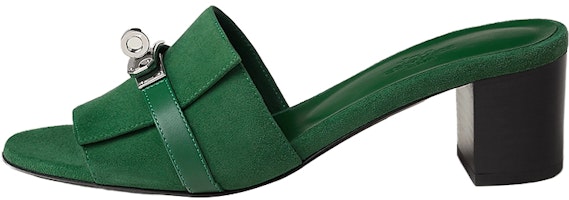 (Women) HERMES Leather Open Toe High Heel Slide 'Green' H232132Z-I0 (Women) HERMES Leather Open Toe High Heel Slide 'Green' H232132Z-I0