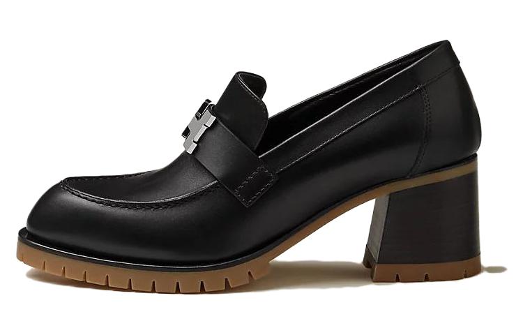 Buy (W) Mocasín de Cuero Redondo HERMÈS 'Negro' H222254Z-02