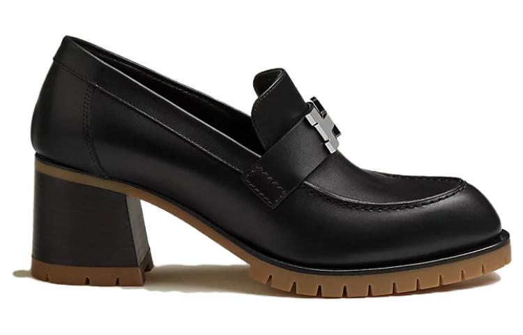 Order (W) HERMES Sepatu Loafer Kulit Ujung Bulat 'Hitam' H222254Z-02