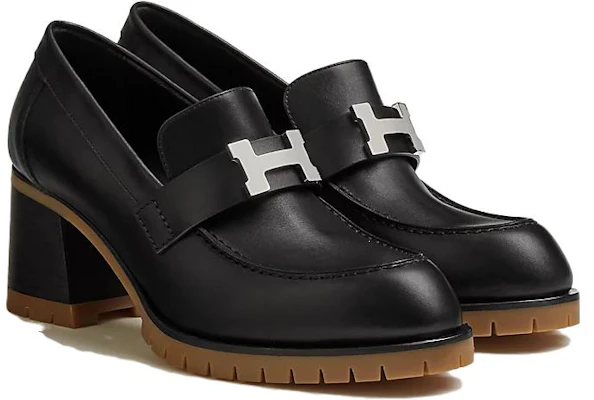 (W) HERMES Sepatu Loafer Kulit Ujung Bulat 'Hitam' H222254Z-02 Lookbook (W) HERMES Sepatu Loafer Kulit Ujung Bulat 'Hitam' H222254Z-02