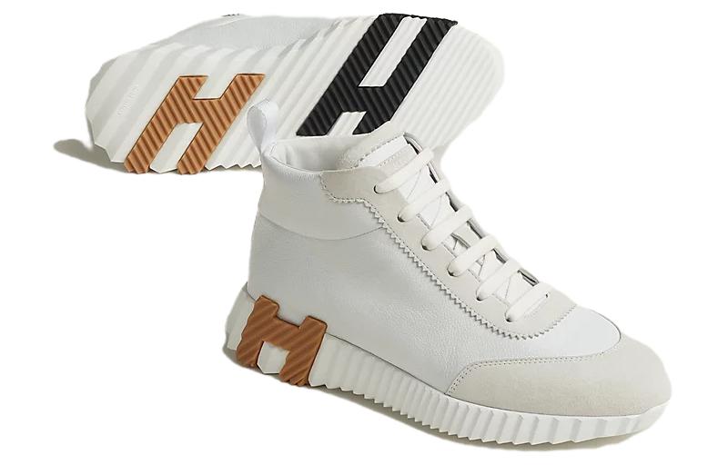 Purchase (Women) HERMES Leather Round-Toe Mid-Top 'Grey' H232099Z-90350