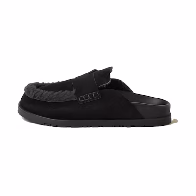 (W) HERMES Leather Round-Toe Slipper 'Black'