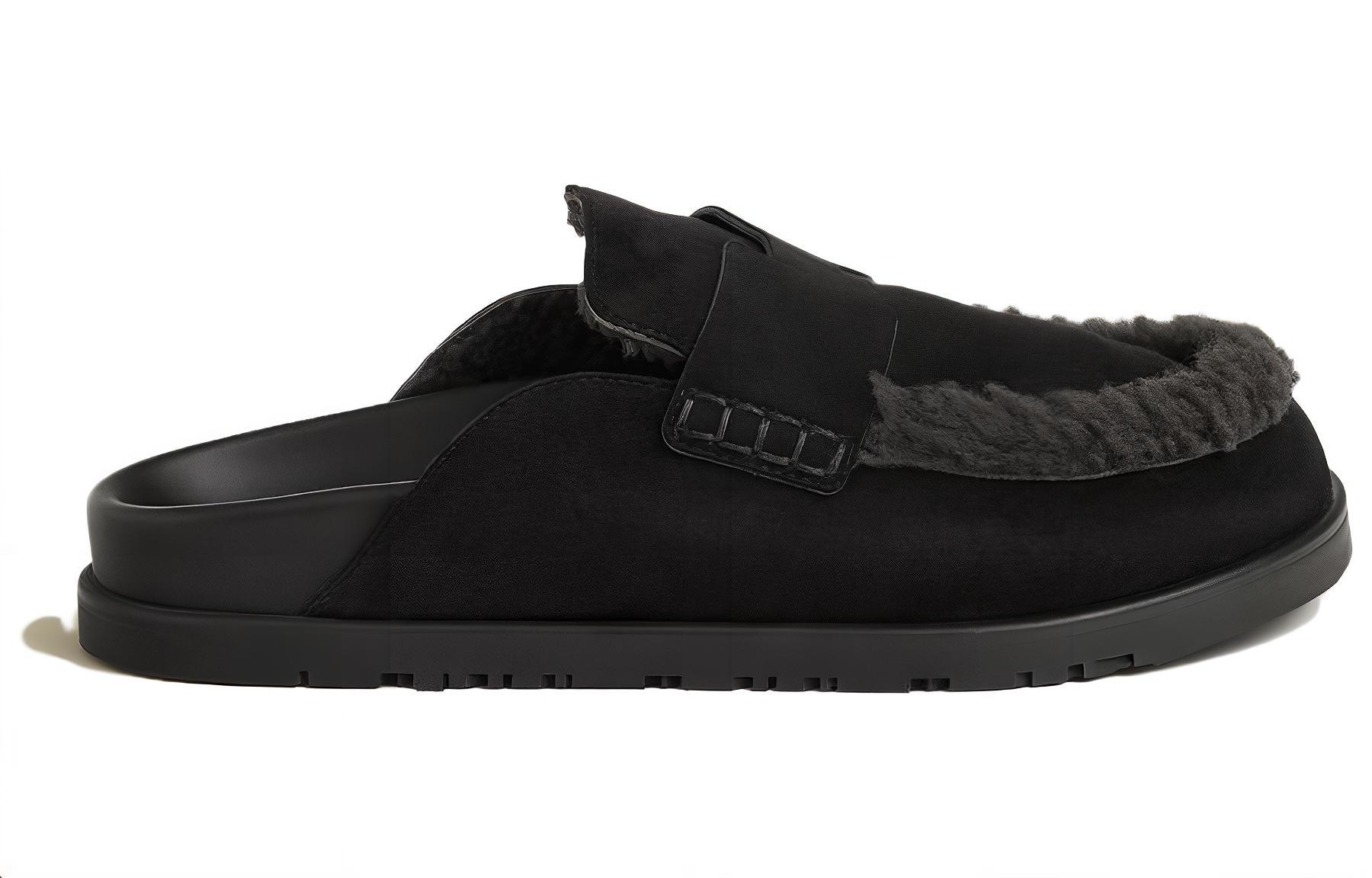 Order (W) エルメス レザー ラウンドトゥ スリッパ (ブラック) H232140Z-023