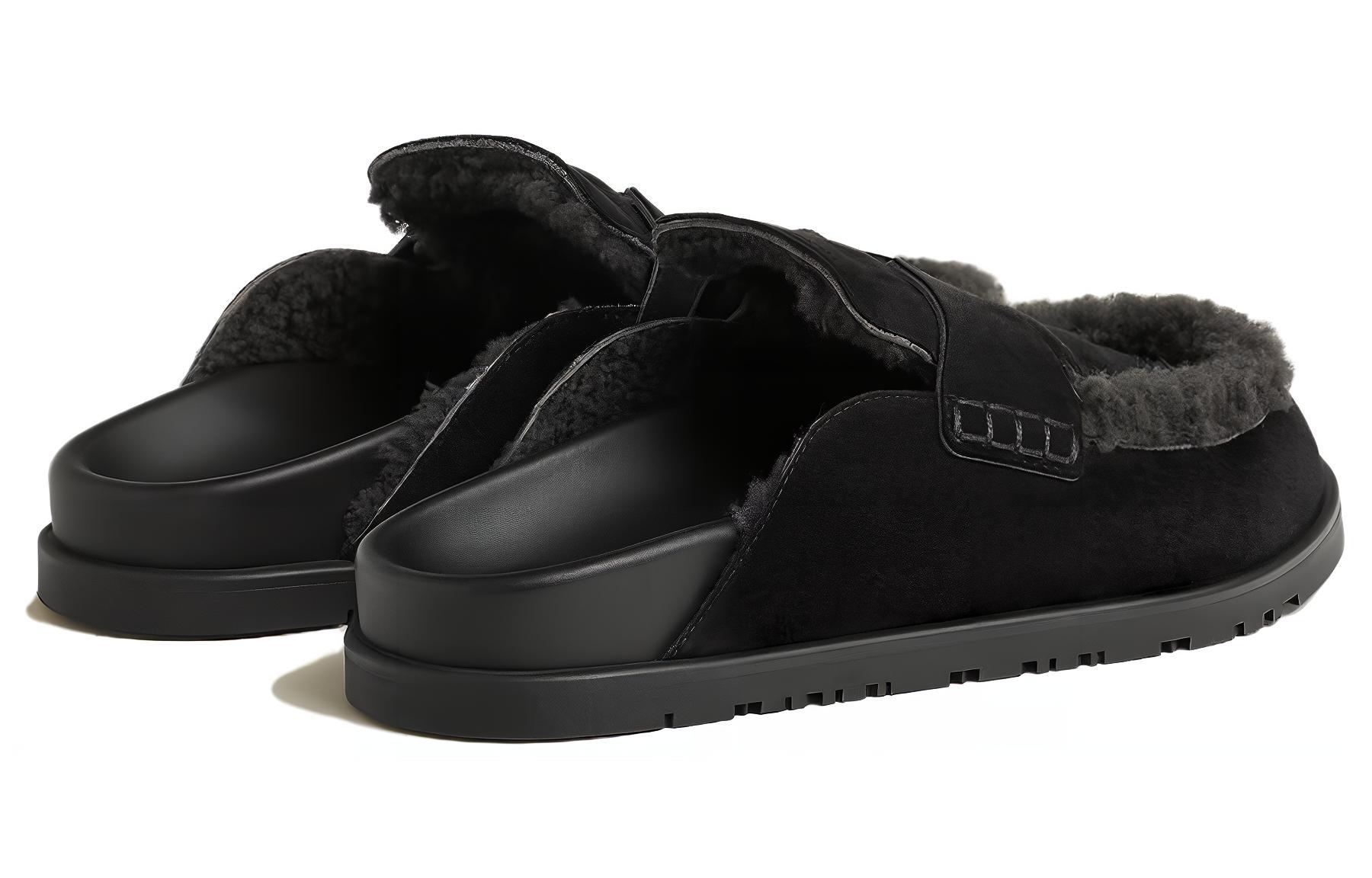 Shop (W) エルメス レザー ラウンドトゥ スリッパ (ブラック) H232140Z-023