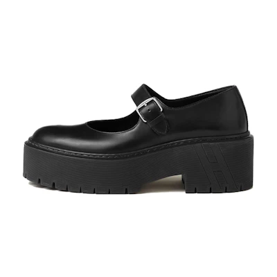 (W) HERMES Leather Round Toe 'Black Fashion'