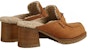 (Women) HERMES Leather Round Toe Block Heel Slippers 'Brown' H222057Z-WT
