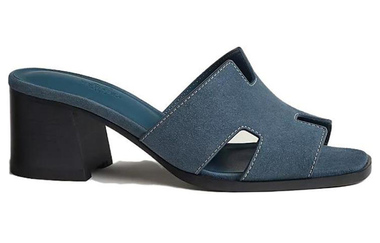 Order (W) Sandal Slide HERMES Kulit Ujung Terbuka 'Biru' H232088Z-Q8375