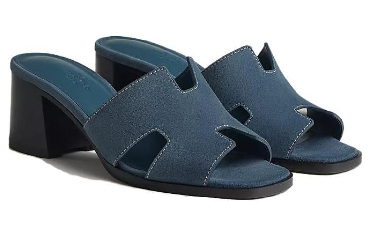 Lookbook (W) Sandal Slide HERMES Kulit Ujung Terbuka 'Biru' H232088Z-Q8375