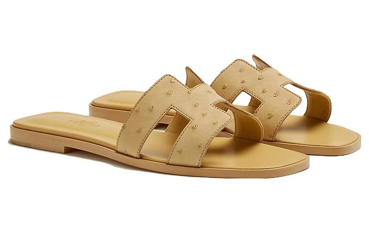 (W) HERMES Leather Round-Toe Slide 'Yellow' 圖 3