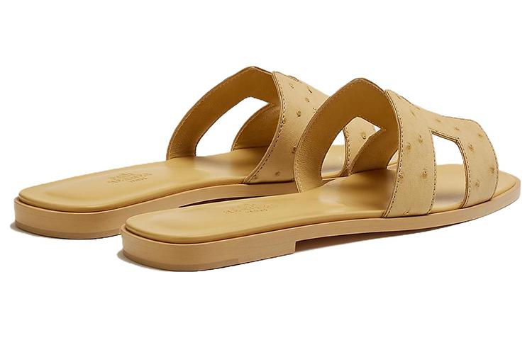 (W) HERMES Leather Round-Toe Slide 'Yellow' 圖 4