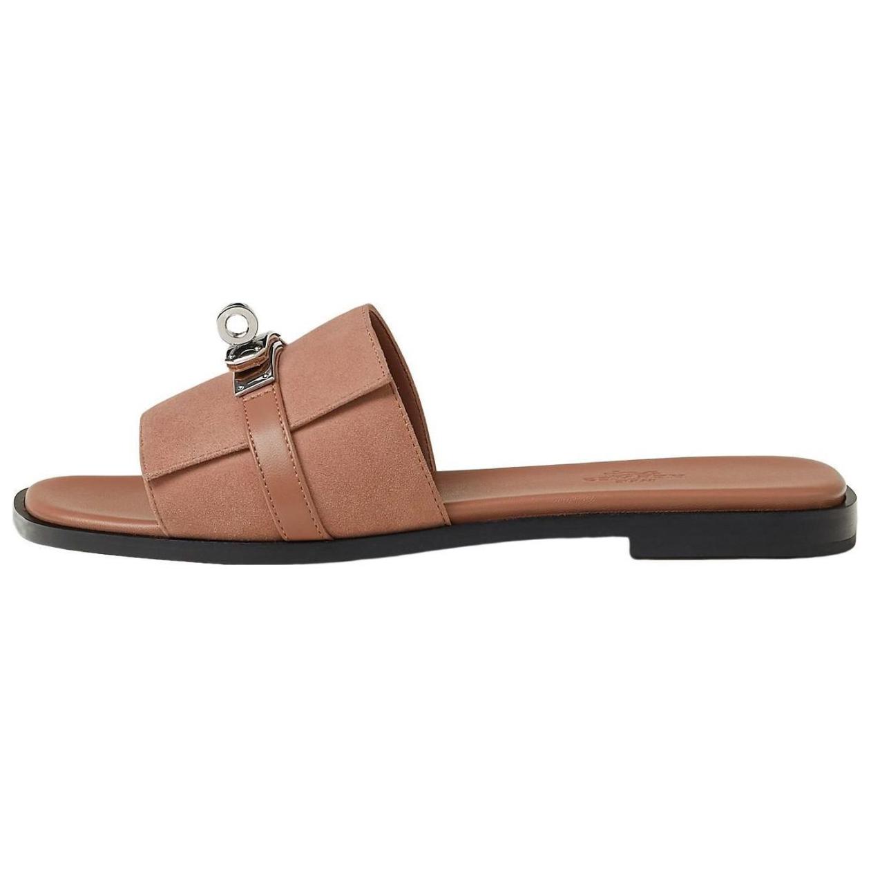(W) HERMES Leather Slide 'Red Simplicity'
