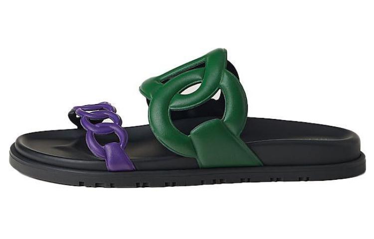 (W) HERMES Leather Slide 'Violet Fashion'