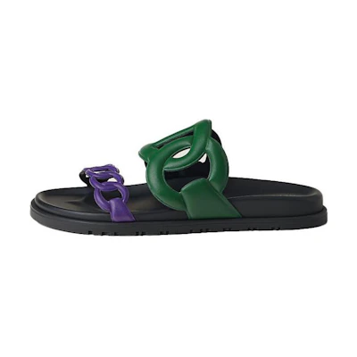 (W) HERMES Leather Slide 'Violet Fashion'