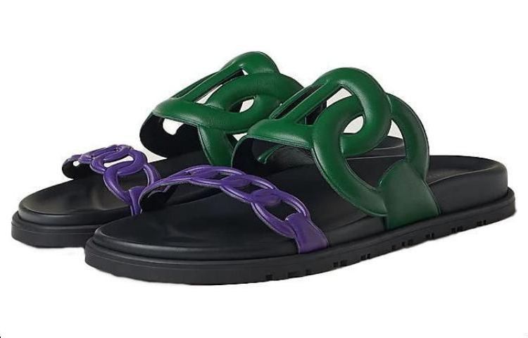 (W) HERMES Leather Slide 'Violet Fashion' 圖 3