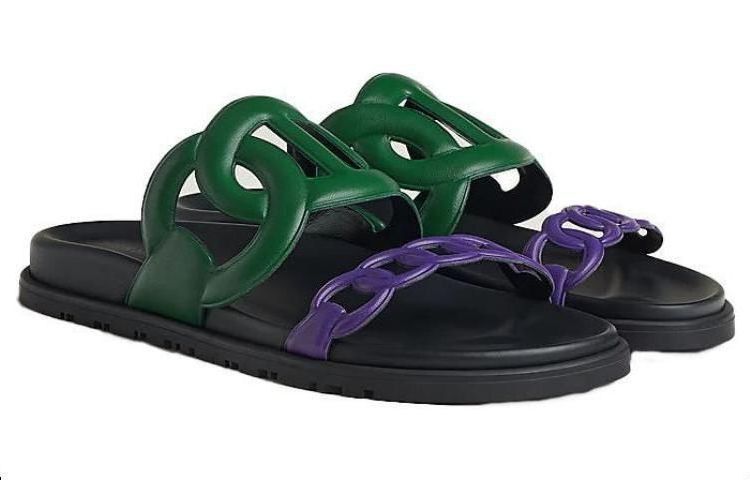 (W) HERMES Leather Slide 'Violet Fashion' 圖 4