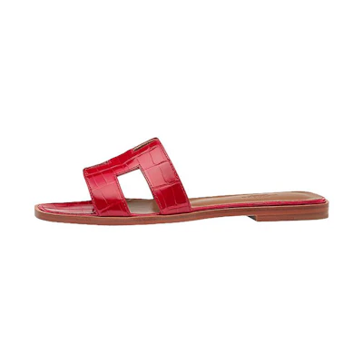 (W) HERMES Leather Slides 'Red CMFT'