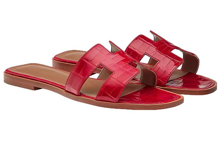 (W) HERMES Leather Slides 'Red CMFT' 圖 3
