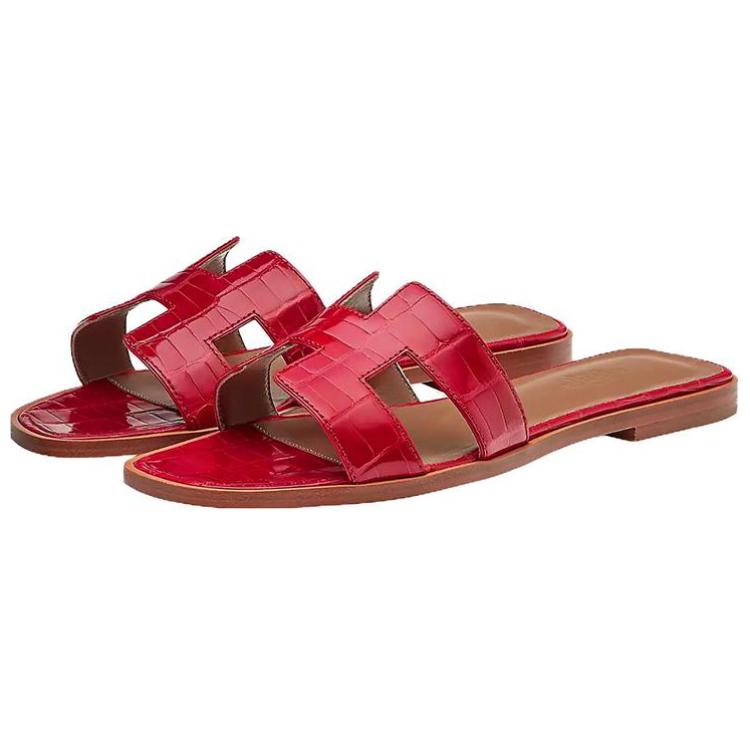 (W) HERMES Leather Slides 'Red CMFT' 圖 4