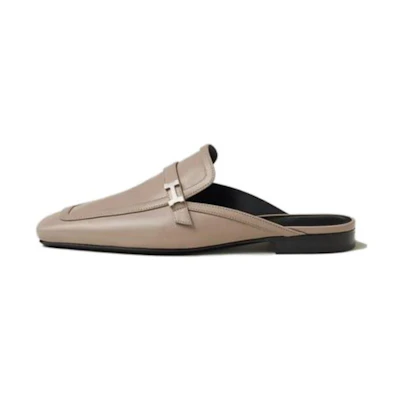 (W) HERMES Leather Slipper 'Brown'