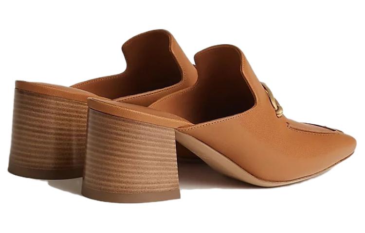 Shop (W) 에르메스 가죽 슬리퍼 '패션 브라운' (50 characters) H231089Z-A3