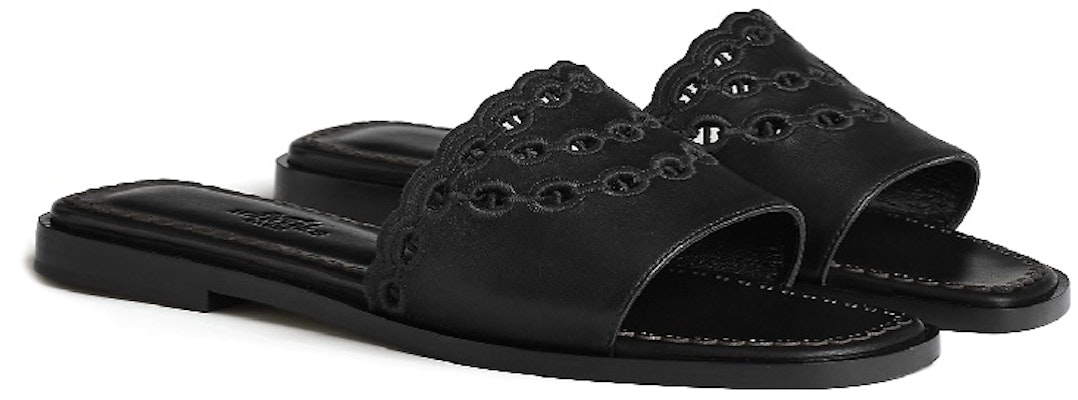 (Women) HERMES Leather Slipper 'Pattern Embroidery Black' H231133Z-02 Shop (Women) HERMES Leather Slipper 'Pattern Embroidery Black' H231133Z-02