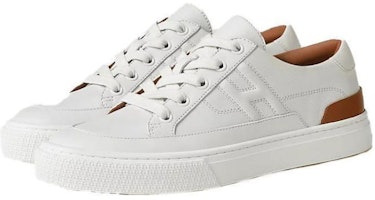 HERMES愛馬仕 牛皮 時尚潮流 防滑 低幫 板鞋 女款 白棕色 Lookbook HERMES愛馬仕 牛皮 時尚潮流 防滑 低幫 板鞋 女款 白棕色