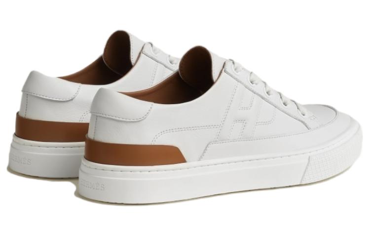 Shop (W) HERMES Sneaker Kulit 'Putih Coklat' H212266Z-NT