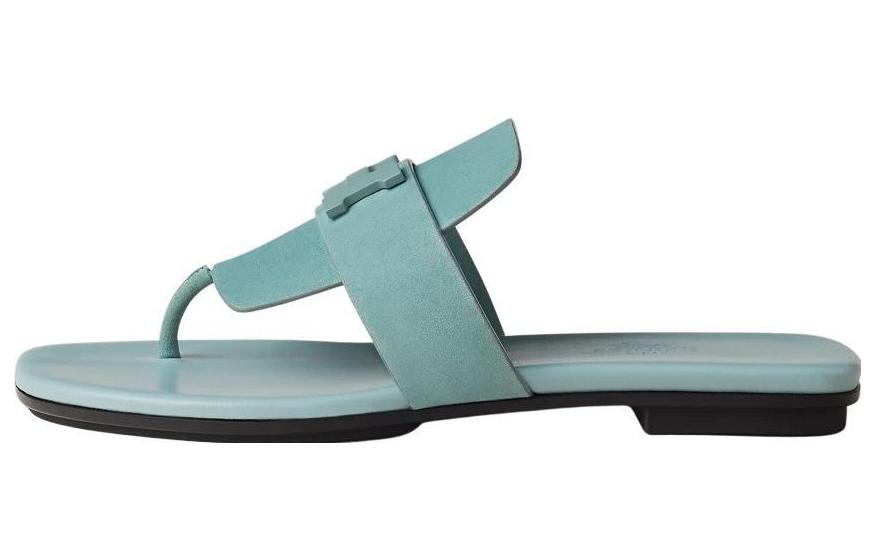 Buy (W) Sandalias Planas de Cuero HERMÈS 'Azul Moda'. H231037Z-6A