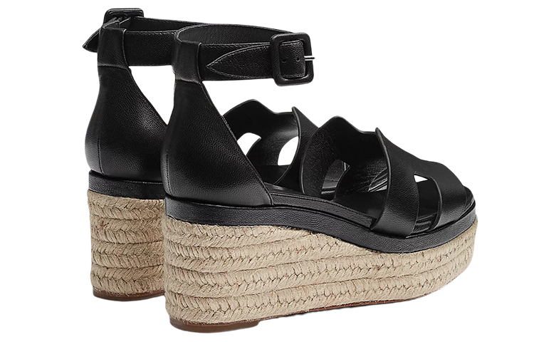 (W) HERMES Leather Wedge Buckle Sandal 'Black Fashion' 圖 4