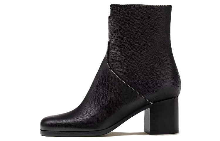 (Women) HERMES Leather Zip Round-Toe Ankle Boots 'Black' H222027Z-02