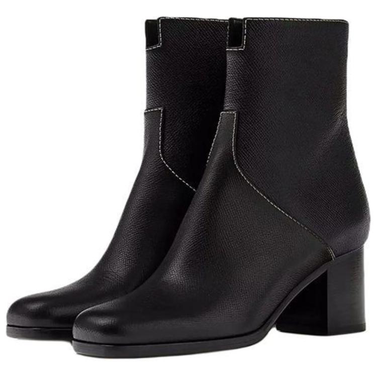 Lookbook (Women) HERMES Leather Zip Round-Toe Ankle Boots 'Black' H222027Z-02