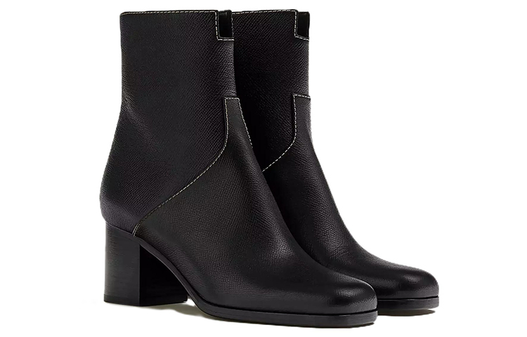 Shop (Women) HERMES Leather Zip Round-Toe Ankle Boots 'Black' H222027Z-02