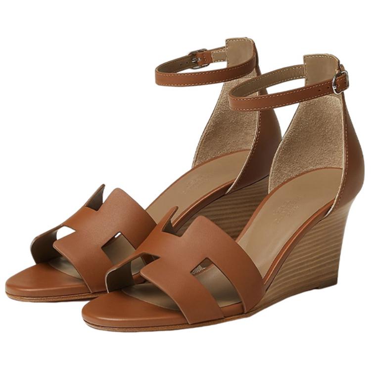 Lookbook HERMES愛馬仕 Lengend 小牛皮 露趾搭扣 時尚涼拖 女款 棕色