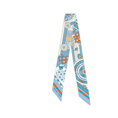 (Women) HERMES Les Murmures de la Foret Twilly Scarf Blue Women’s Silk Scarf. H063005S-06