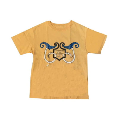 (Women) HERMES Letter Printed Round Neck Short Sleeve T-Shirt Women Yellow. H1E4615DG6L